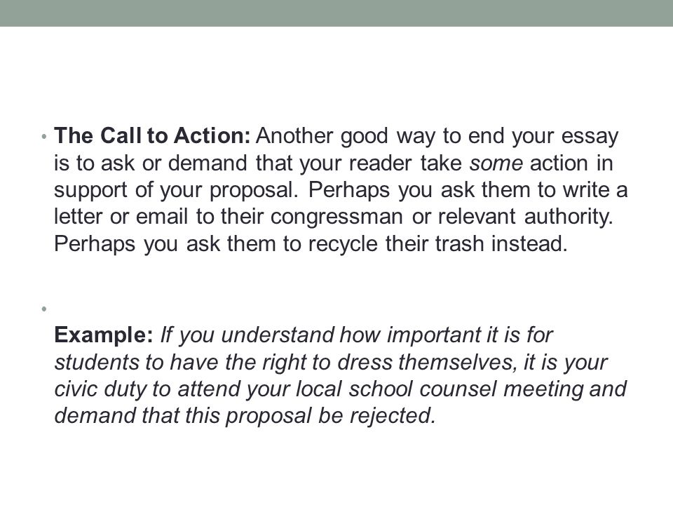 Writing a call to action letter
